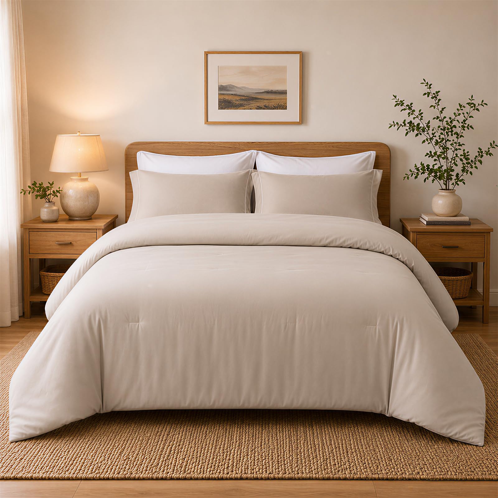 weigelia front view of comforter set showing full bed and neat styling benefit ease