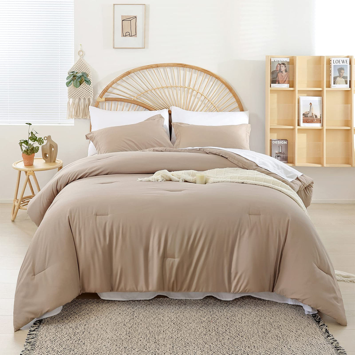 weigelia taupe comforter front view showing smooth finish and cohesive look