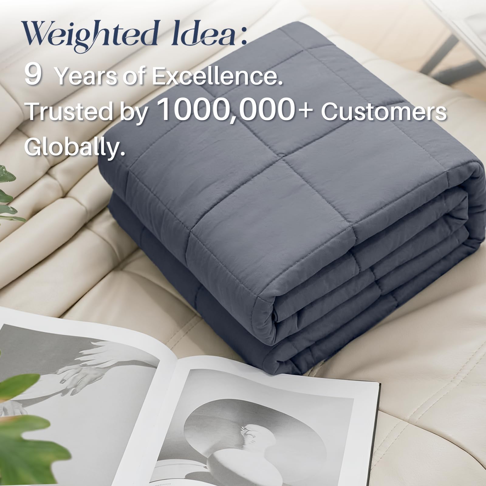 Weighted Idea care label close-up showing washing instructions and durability tips