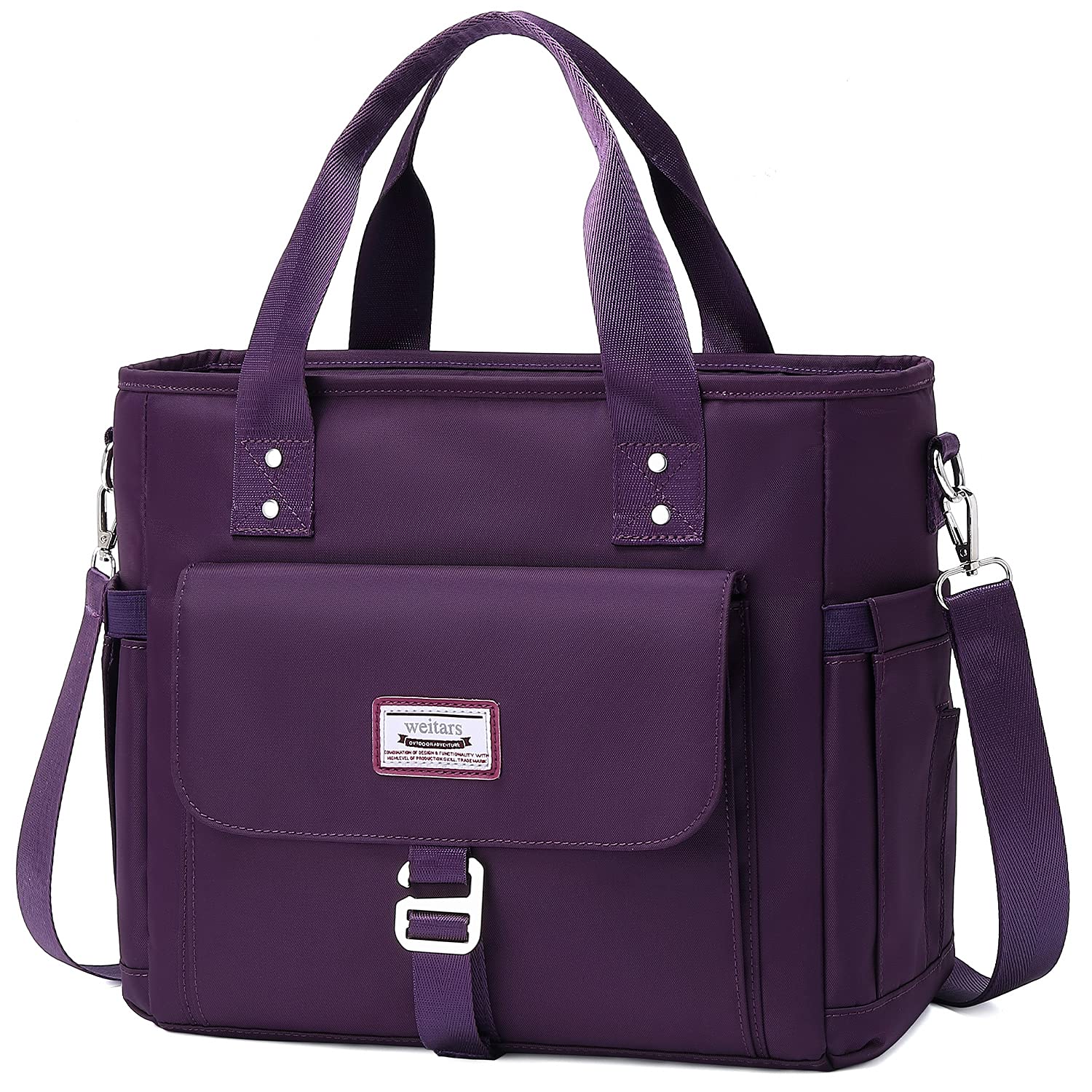 Weitars front view of lunch bag showing pockets and zip for organized carrying