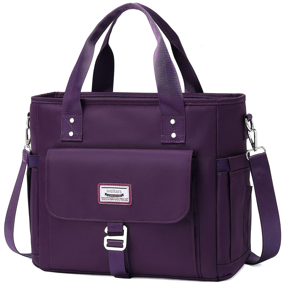 Weitars front view of lunch bag showing pockets and zip for organized carrying