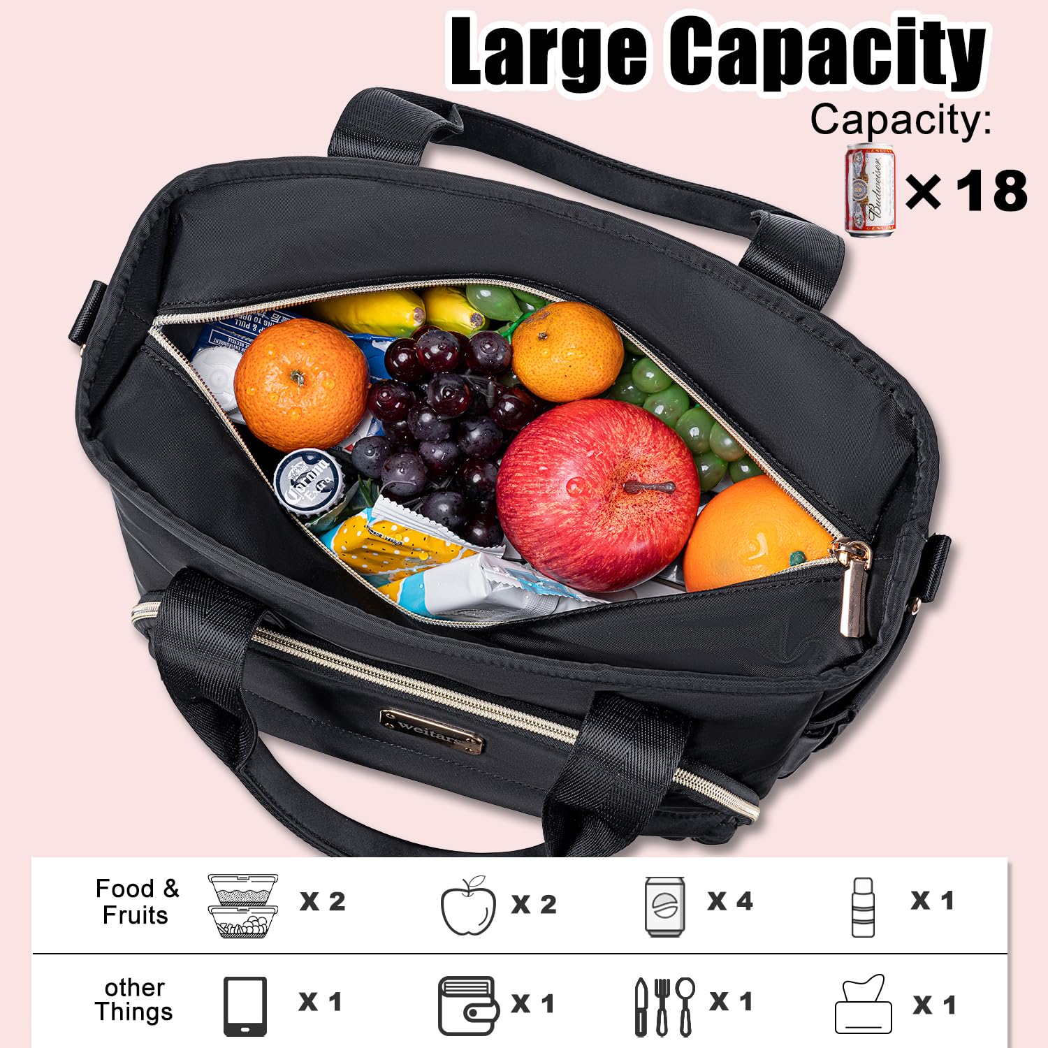 Weitars insulated interior lined with foil for cooling and easy cleaning