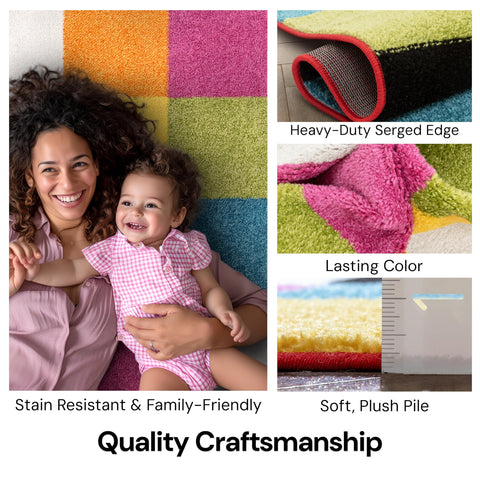 Well Woven placed in an entryway adding bright, durable floor color
