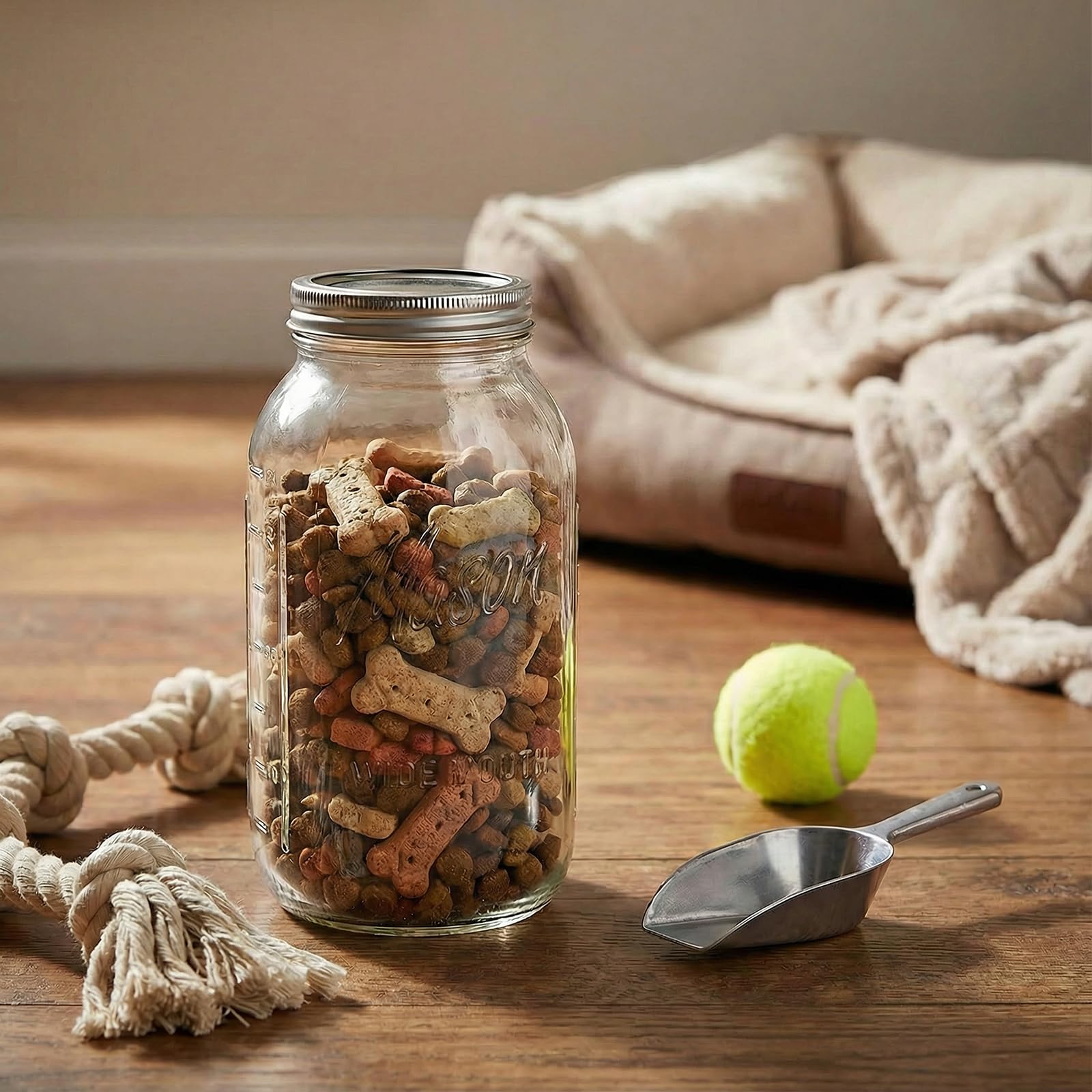 WELLIFE jars styled on kitchen shelf for organized storage and quick access