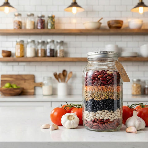 WELLIFE jar held in hand showing half-gallon scale and generous capacity