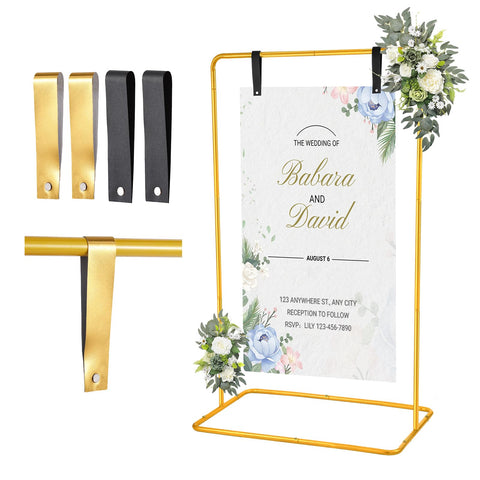WellSign gold easel front view showing elegant display and stability
