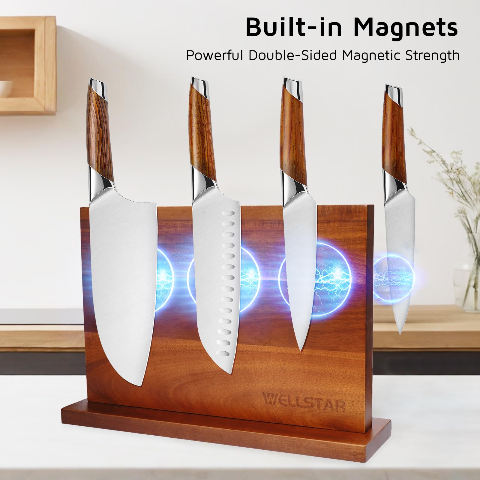 WELLSTAR knife block in kitchen counter setting offering stylish organization and quick access