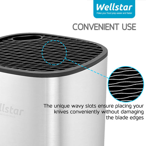 WELLSTAR block storing a large cleaver and mixed knives for versatility
