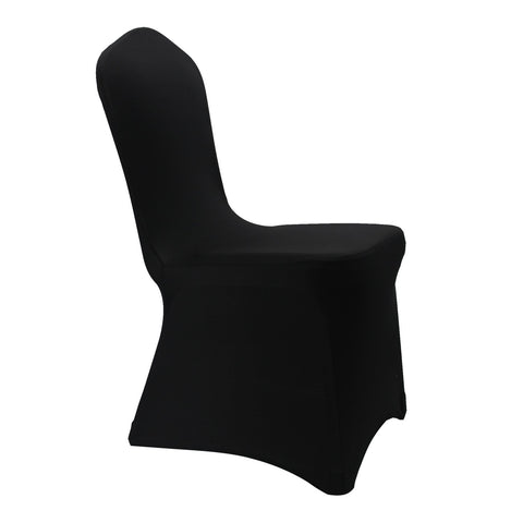 WELMATCH front view of 12 black chair covers showing neat packaged set and quick styling benefit