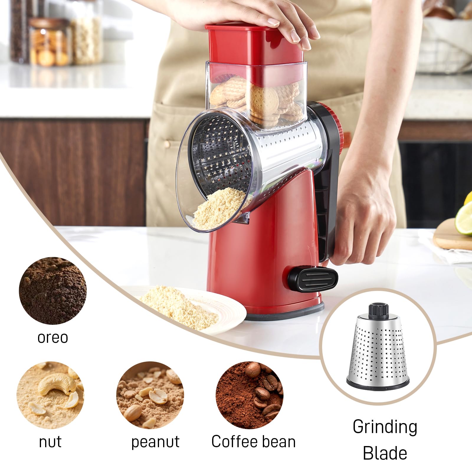 weltonhm grater in use shredding cheese quickly for faster prep