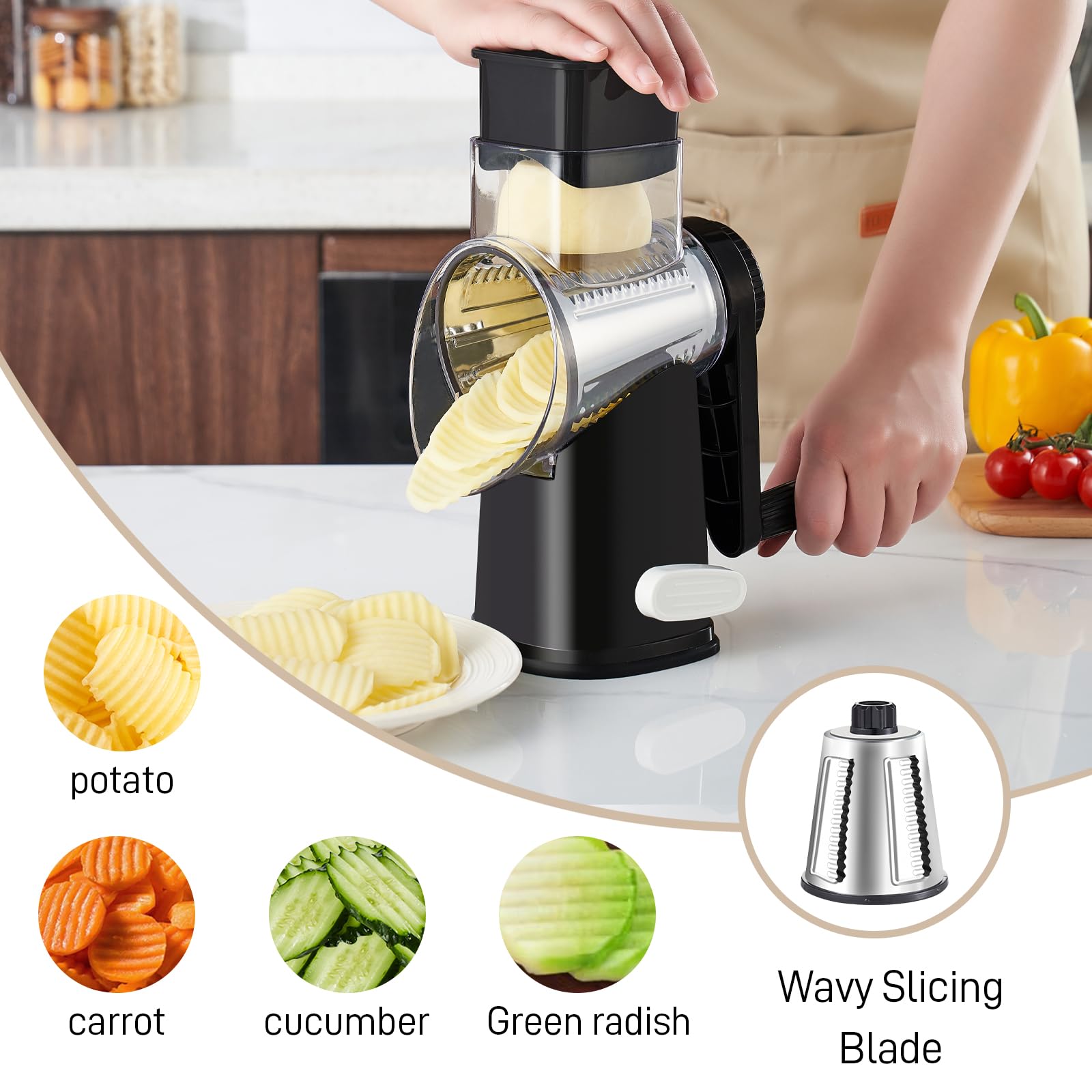 weltonhm rotating handle in motion for effortless grating