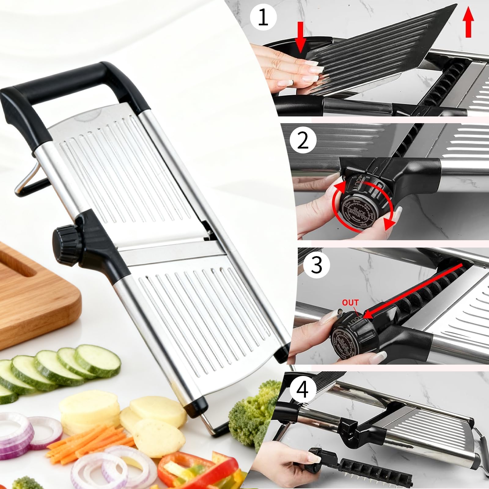 weltonhm in use slicing potato with safety holder for faster prep