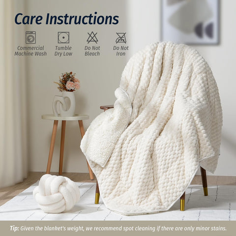 Wemore blanket size-scale with person illustrating full adult coverage