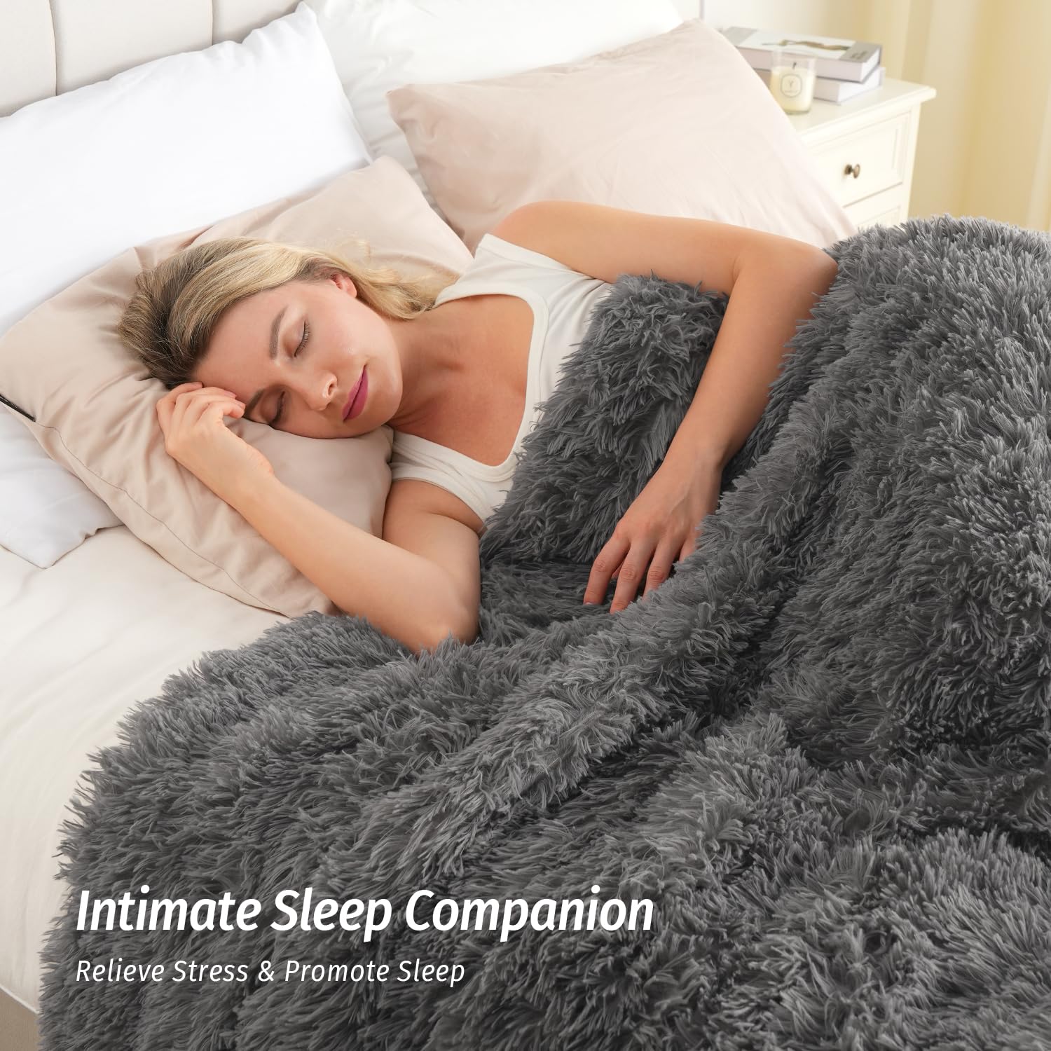 Wemore close-up of plush faux fur texture highlighting softness and comfort