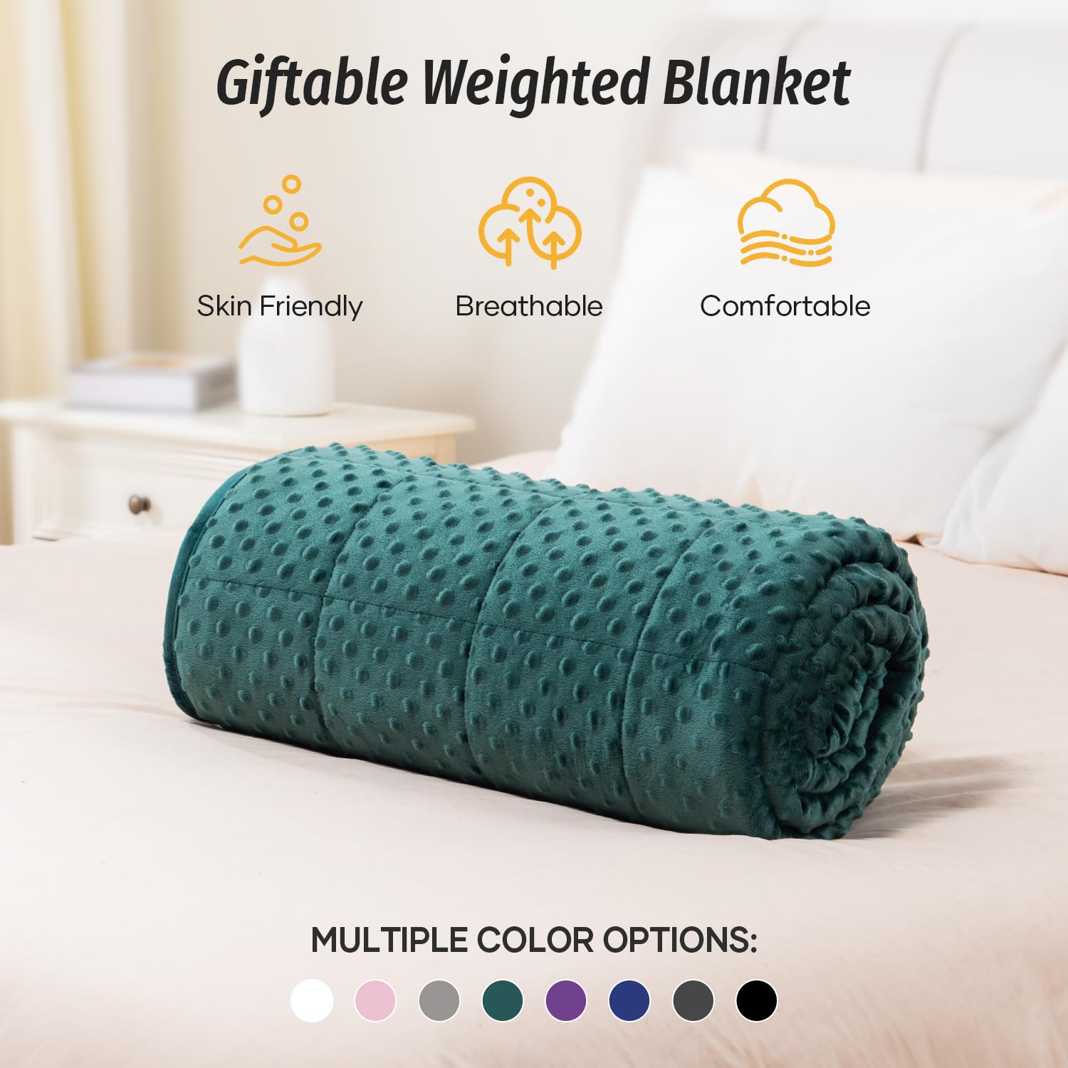 Wemore styled in bedroom to show color, comfort, and decor benefit