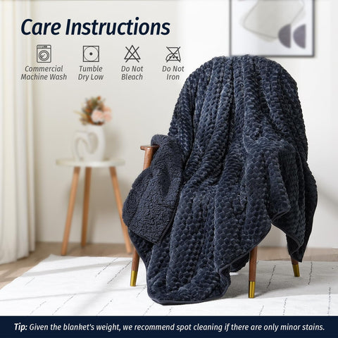 Wemore folded blanket with a book showing compact size and easy storage benefit