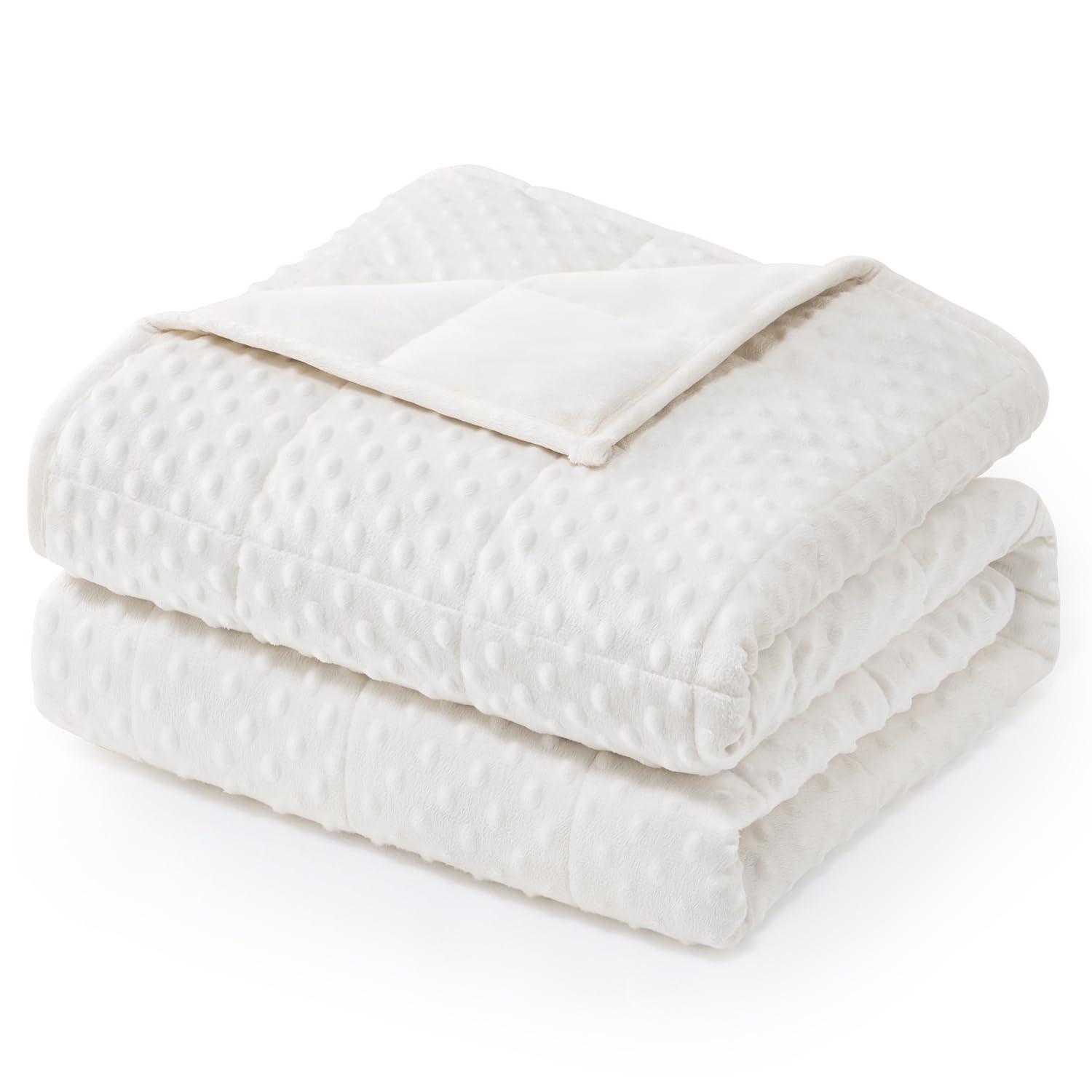 Wemore front view of queen weighted blanket showing plush finish and coverage