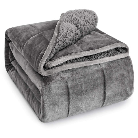 Wemore front view shows full queen blanket and calming grey color for better sleep