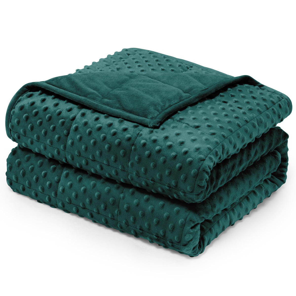 Wemore blanket front view showing queen size and dark green comfort