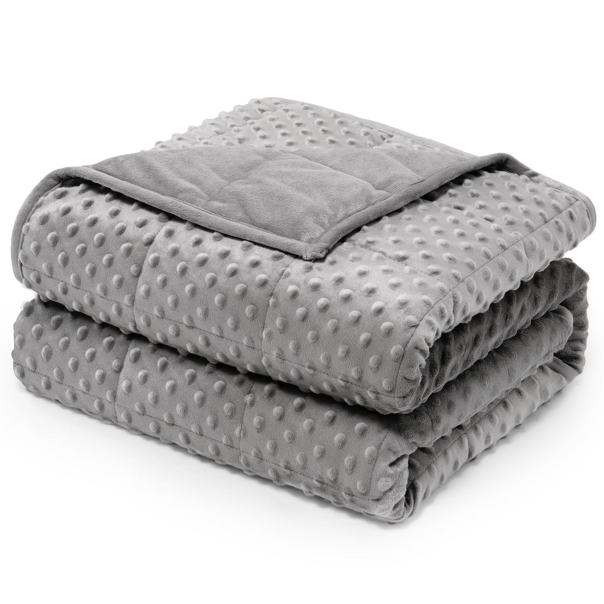 Wemore front view of grey weighted blanket showing full twin size and neat drape