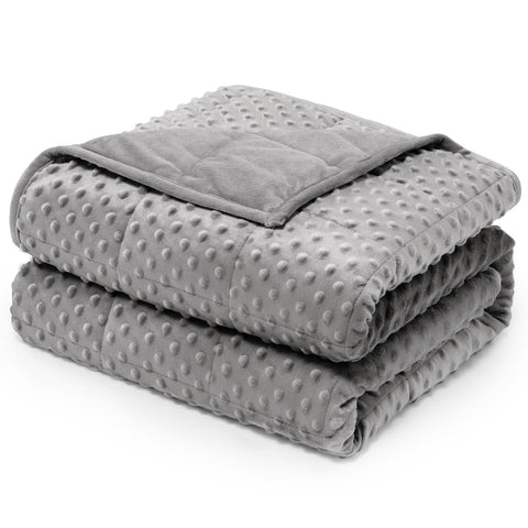 Wemore front view of grey weighted blanket showing full twin size and neat drape