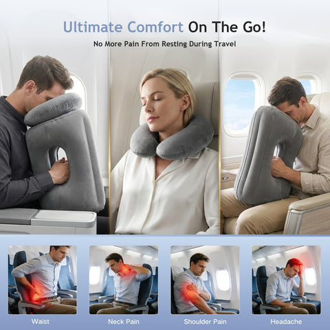 Werfeito inflated pillow packed in backpack for space-saving travel
