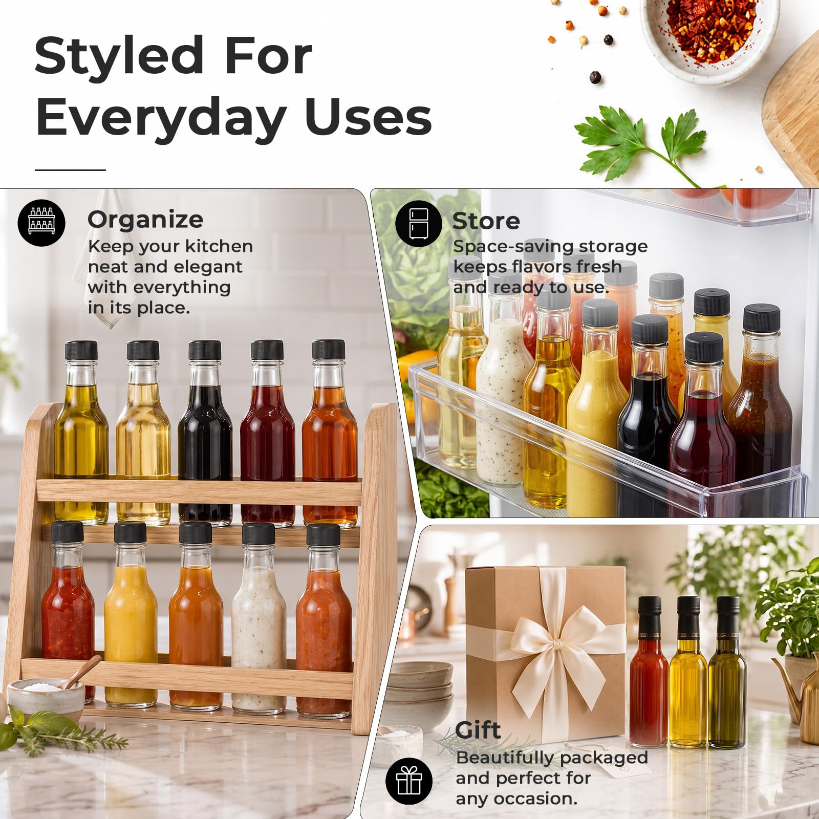 WERTIOO bottle held in hand showing 5oz scale for portion control