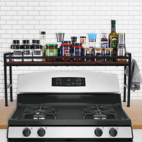 weslinkeji front view of stove rack showing organized spices and neat storage benefit