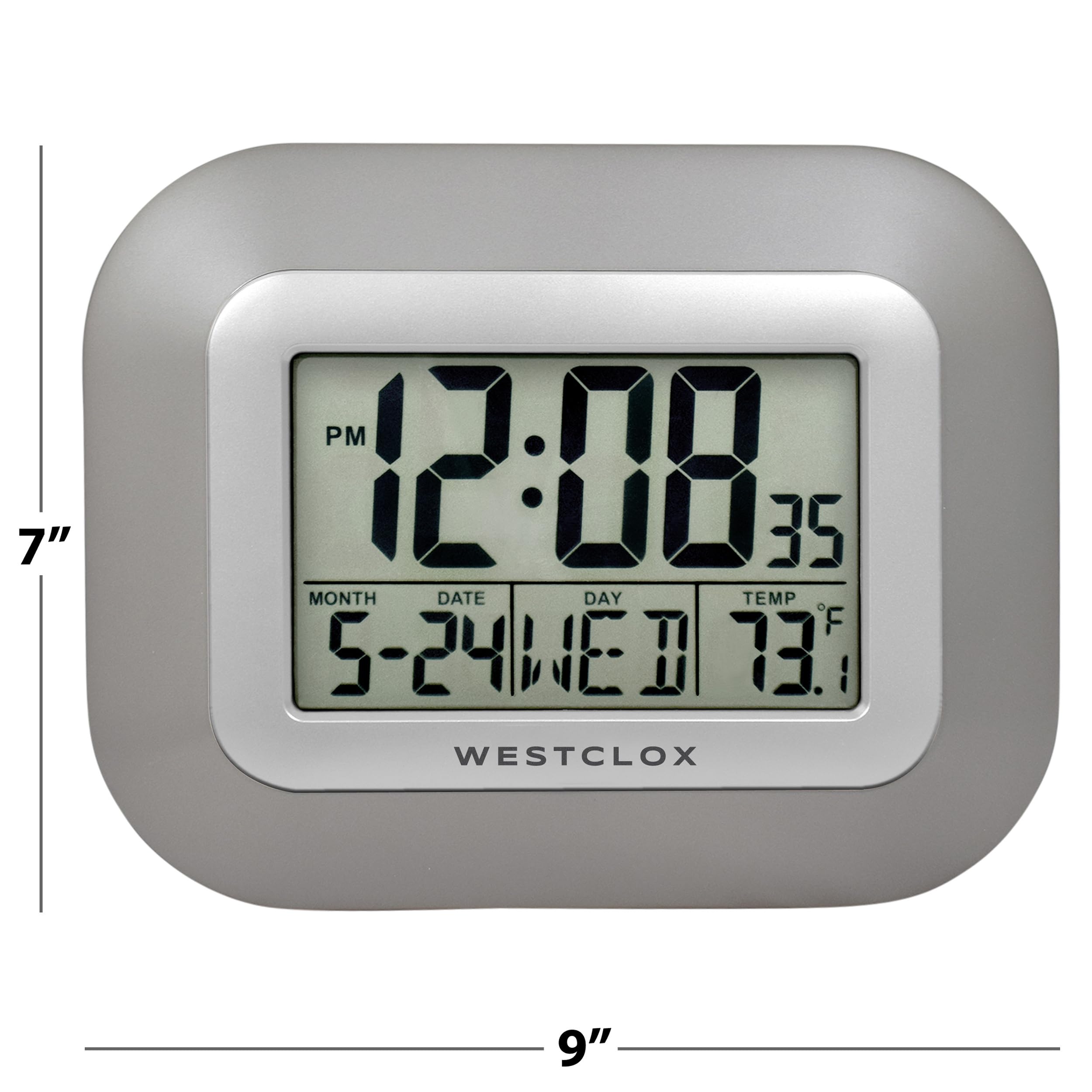 Westclox close-up of LCD characters highlighting large readable digits