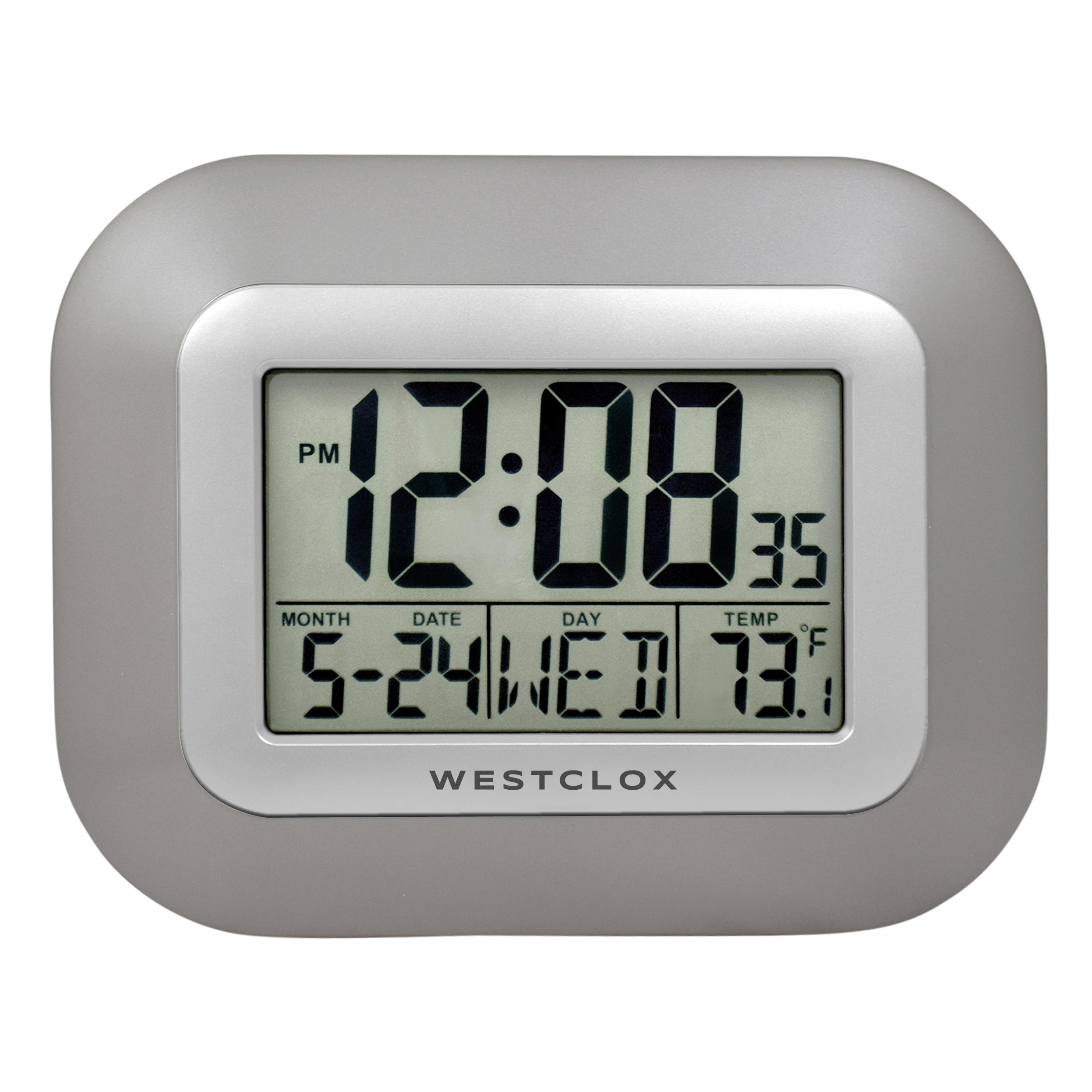 Westclox front display showing time date and temperature for quick reference