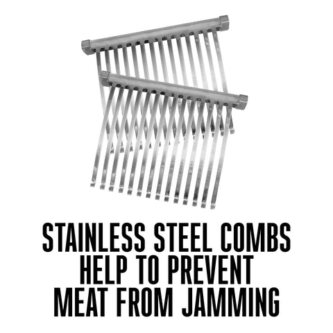 Weston stainless steel tongs included for sanitary feeding and safer blade handling