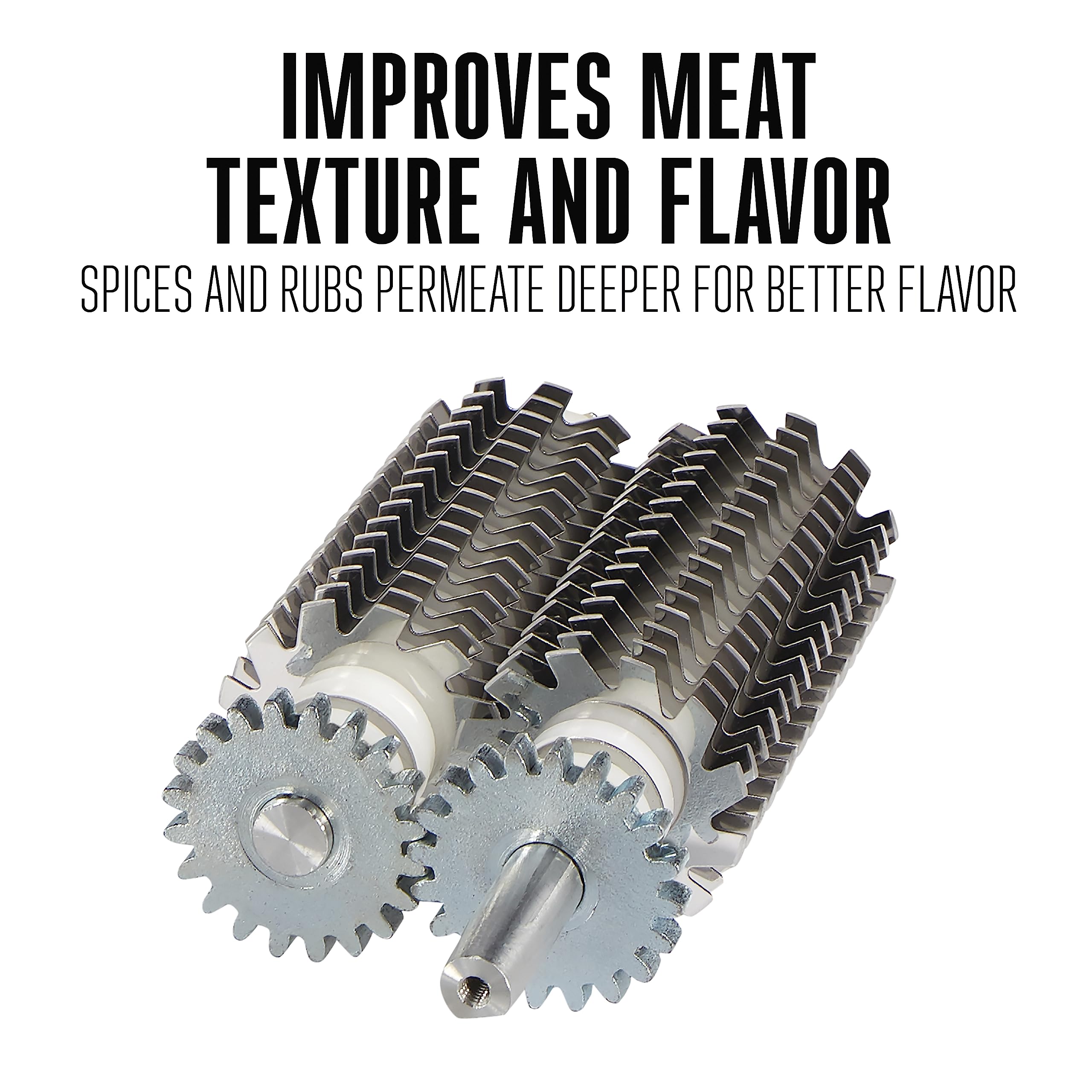 Weston close-up of stainless blades demonstrating 31-blade configuration for consistent tenderizing