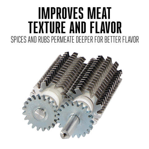 Weston close-up of stainless blades demonstrating 31-blade configuration for consistent tenderizing