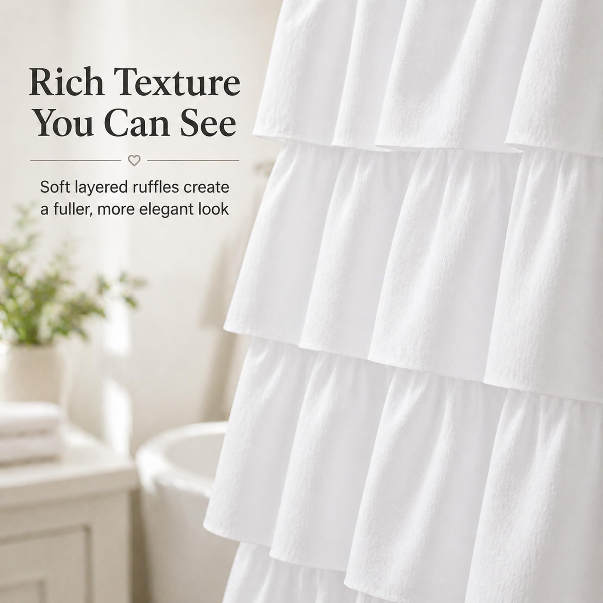 WestWeir curtain hanging in bathroom demonstrating coverage and elegant look