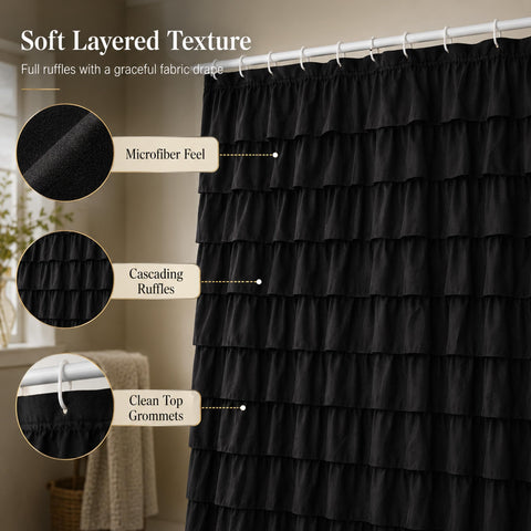 WestWeir installed curtain in a bathroom showing dramatic effect and privacy