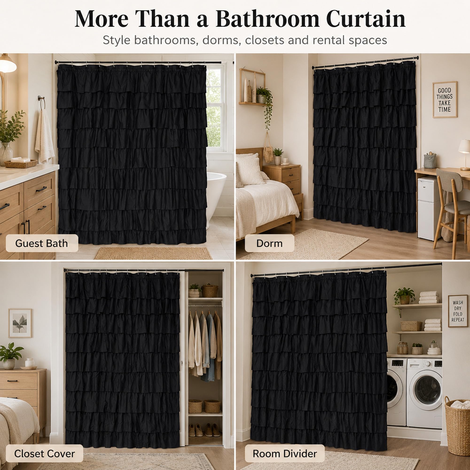 WestWeir folded curtain in packaging showing compact storage and travel-friendly care