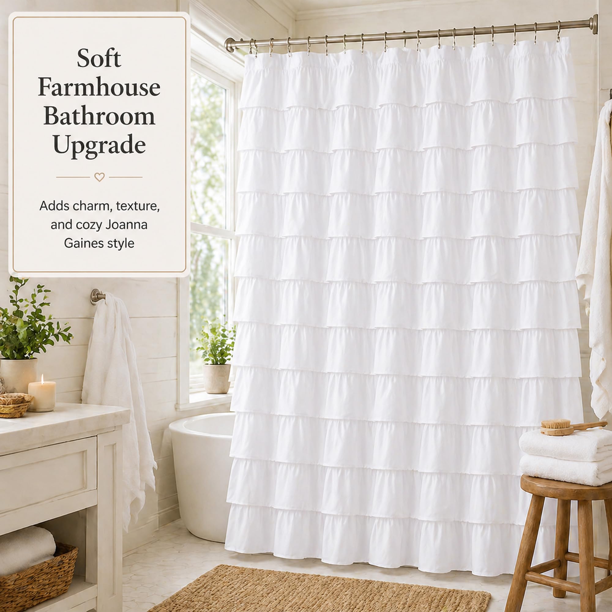 WestWeir curtain beside clawfoot tub showing 72x84 inch size fit