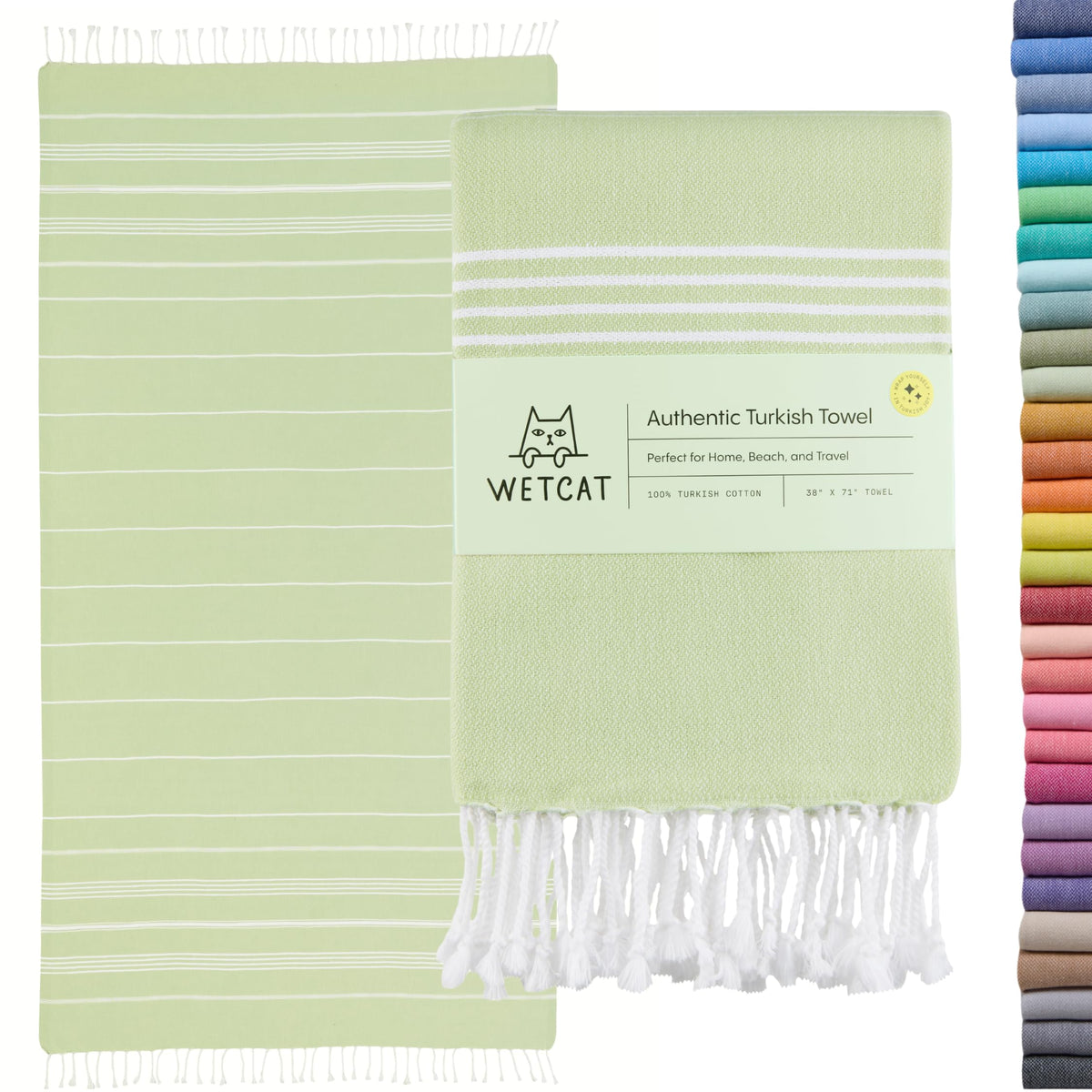 WETCAT front view showing seafoam color and neat packaging, ready to travel