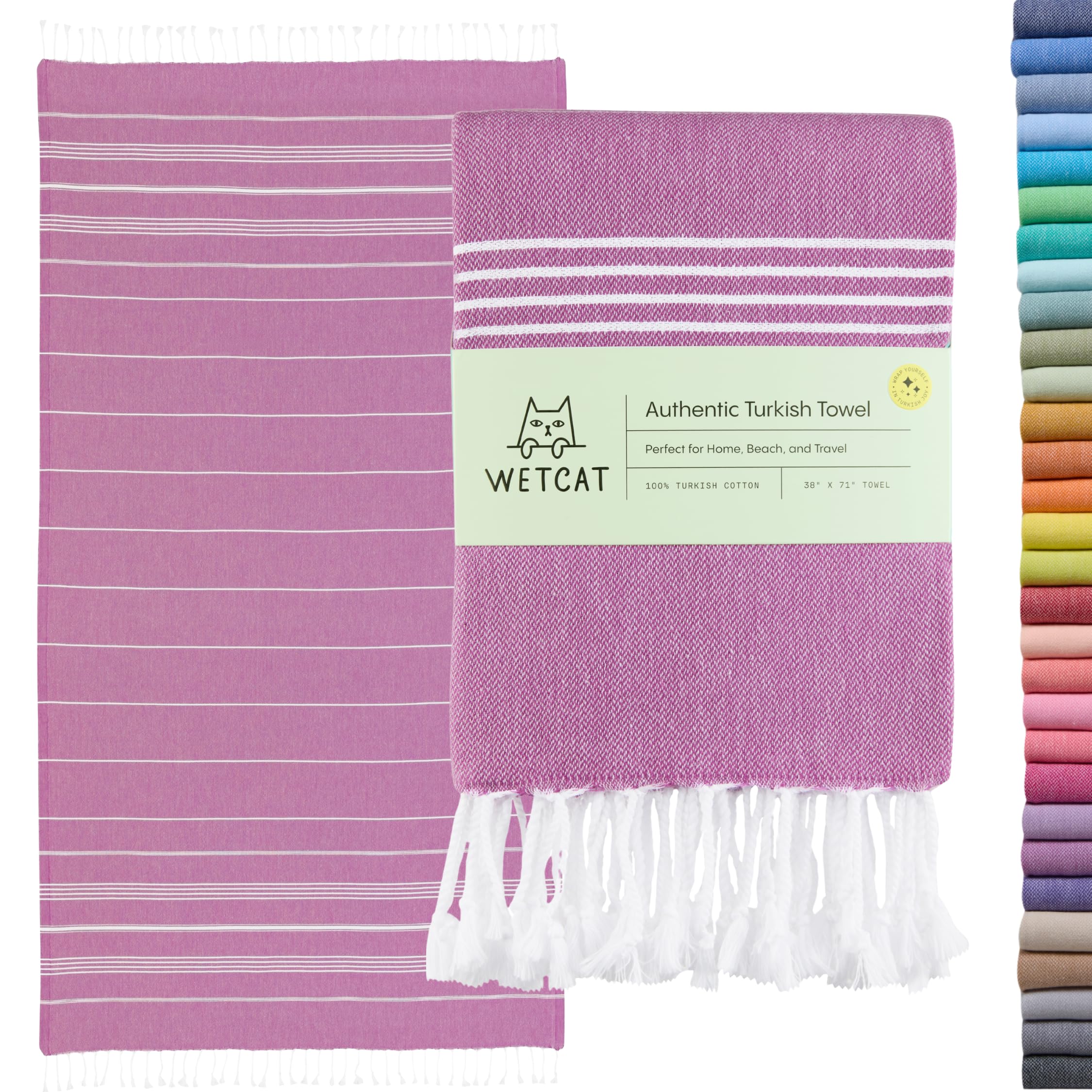 WETCAT folded purple towel front view showing compact packing benefit
