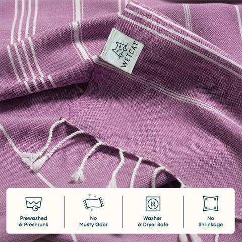 WETCAT towel next to backpack demonstrating travel-friendly size