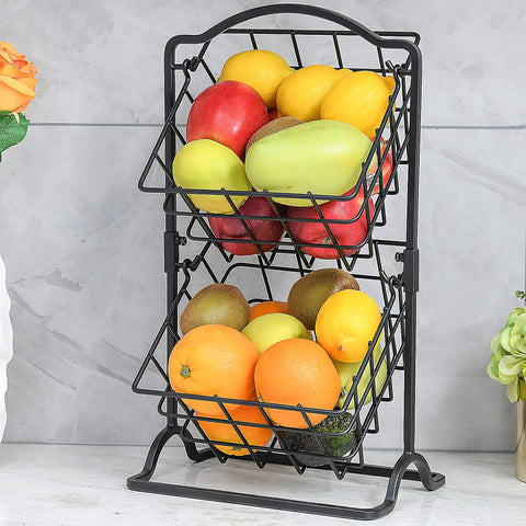 Wetheny front view of 2-tier basket showing neat counter organization and easy access