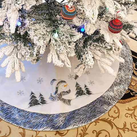 WEWILL front view of full 48" tree skirt showing luxe silver finish and shape