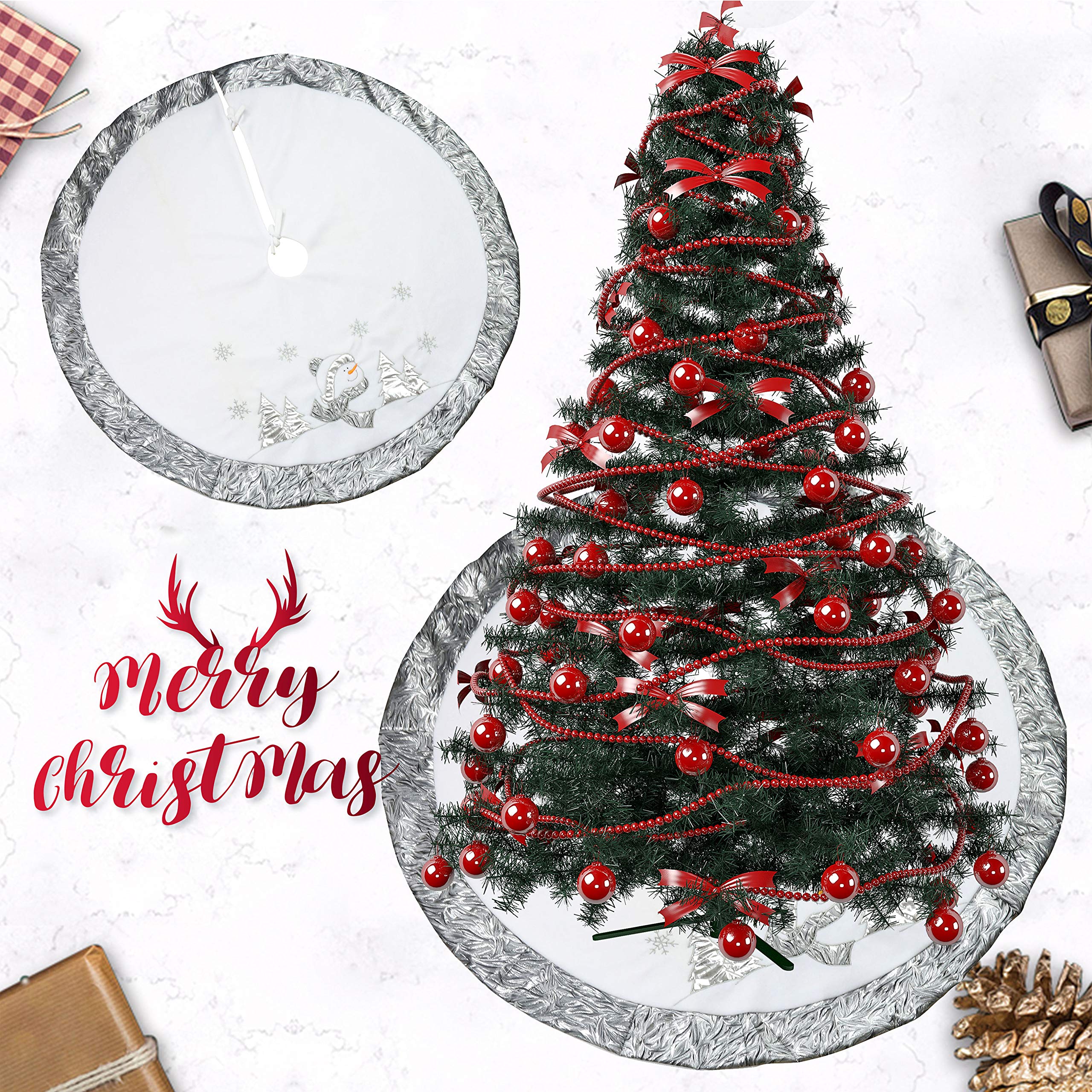 WEWILL lifestyle shot of skirt on live tree creating classic holiday scene