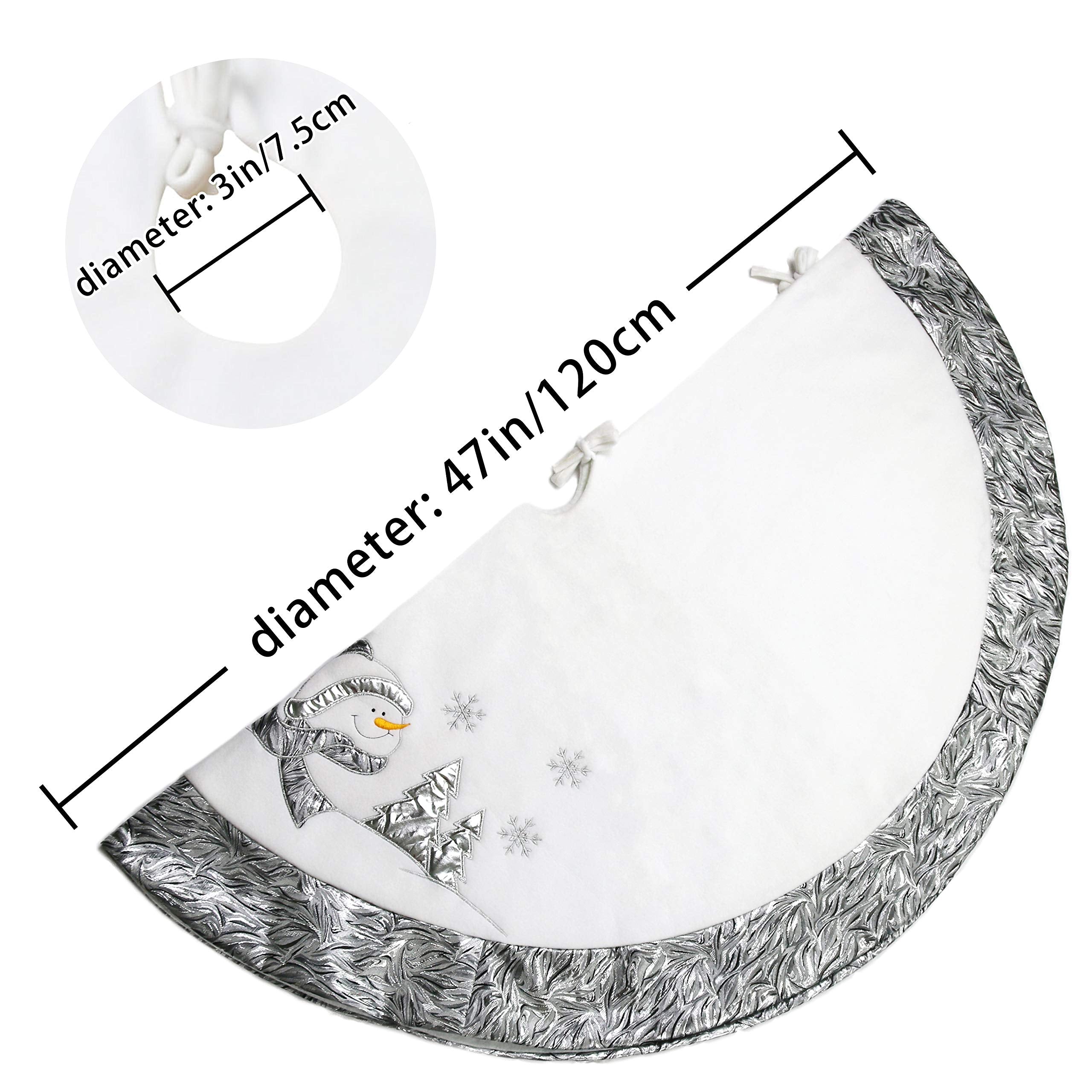 WEWILL tree skirt next to ruler showing 48-inch diameter for size clarity