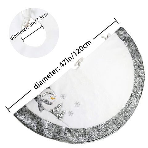 WEWILL tree skirt next to ruler showing 48-inch diameter for size clarity