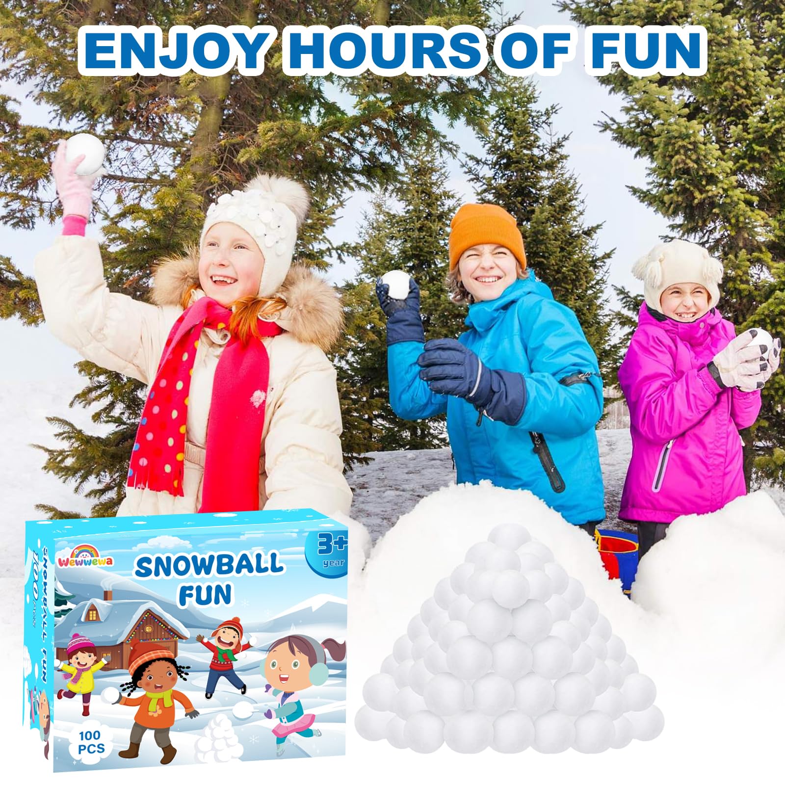 Wewwewa drawstring bag filled with snowballs for tidy storage and transport