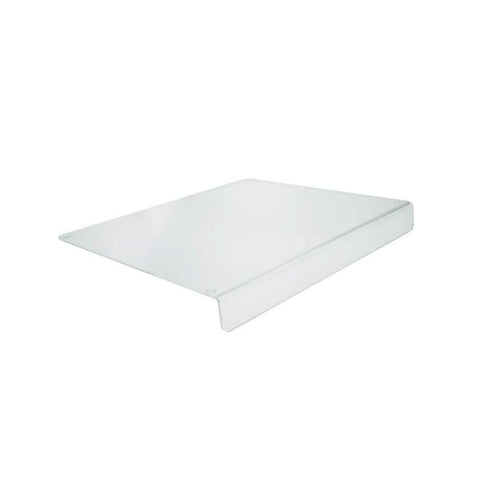 Wexbi clear acrylic cutting board front view shows large workspace and clean aesthetic