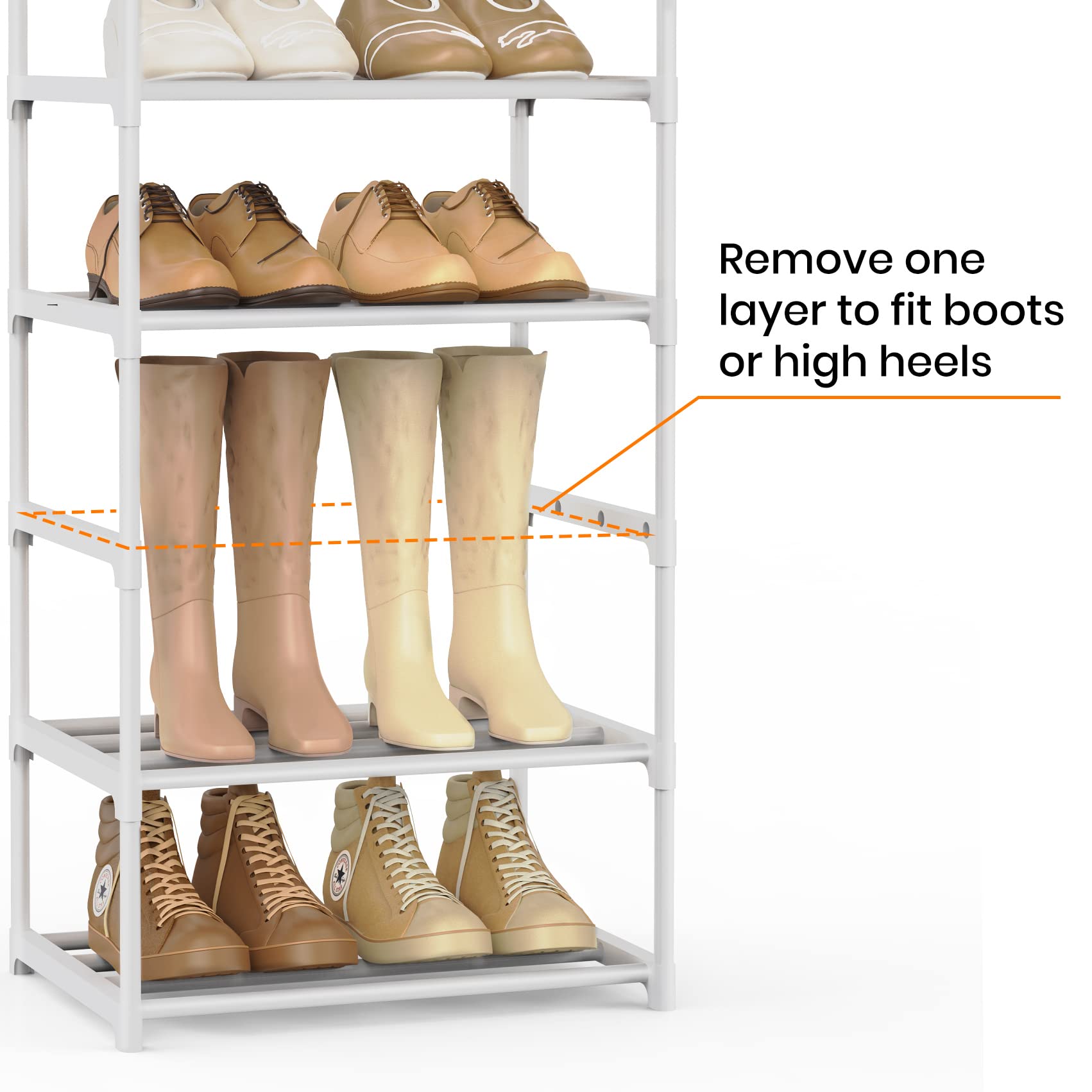 WEXCISE tall grid with boots demonstrating adjustable shelf benefit