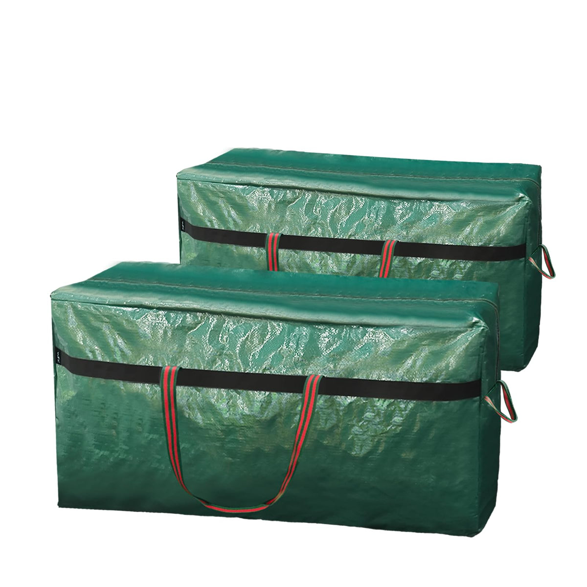 WFK front view of green 2-pack storage bags showing size and zipper for secure storage