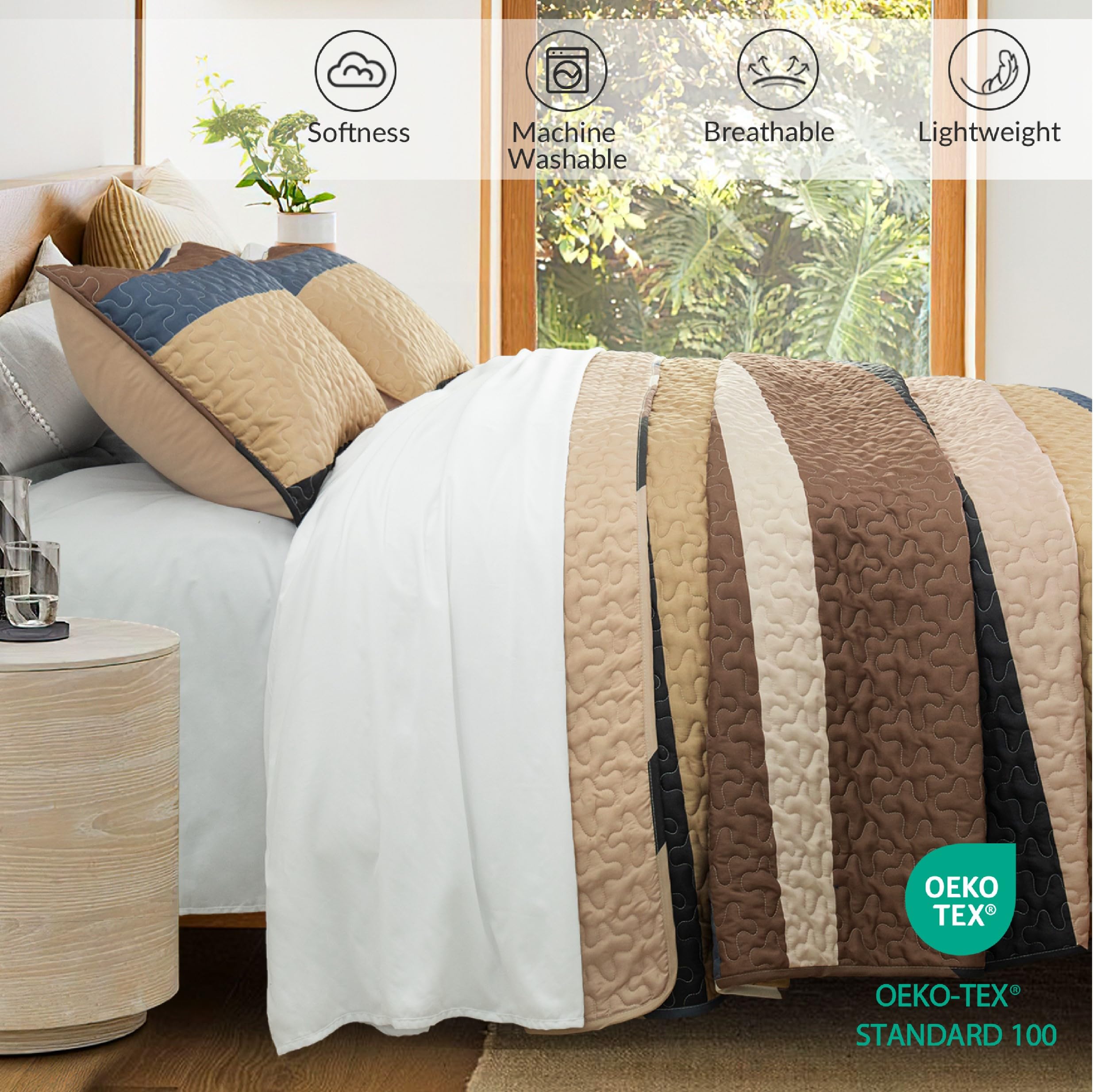 Whale Flotilla reversible camel print showcasing two styling options